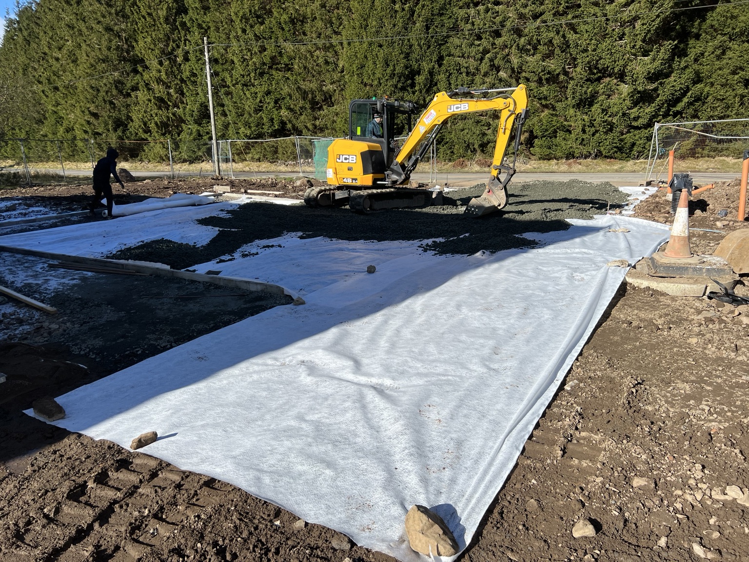 External works, access and drainage preparation between the completed structures